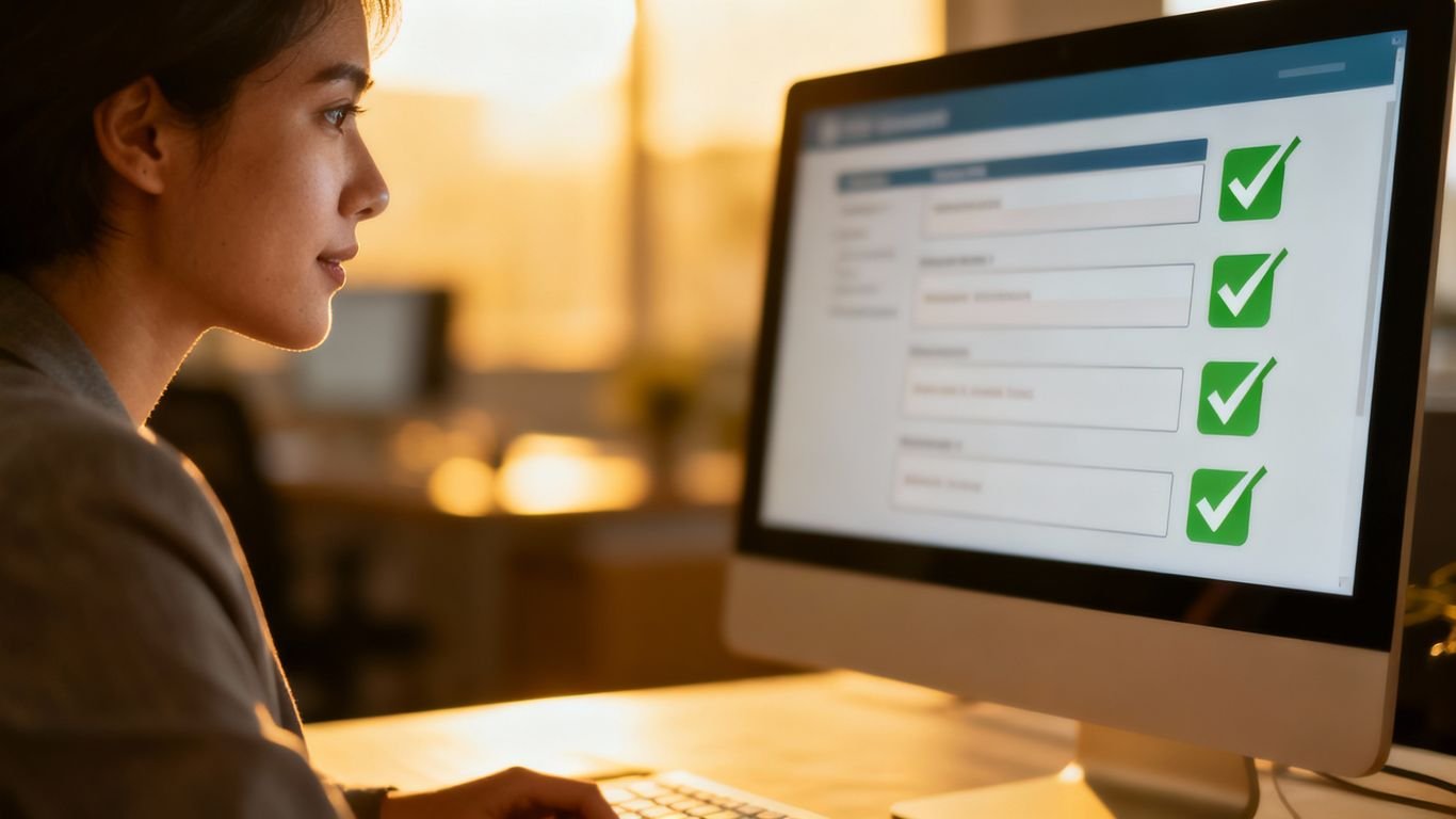 Pessoa validando formulário online com sucesso.