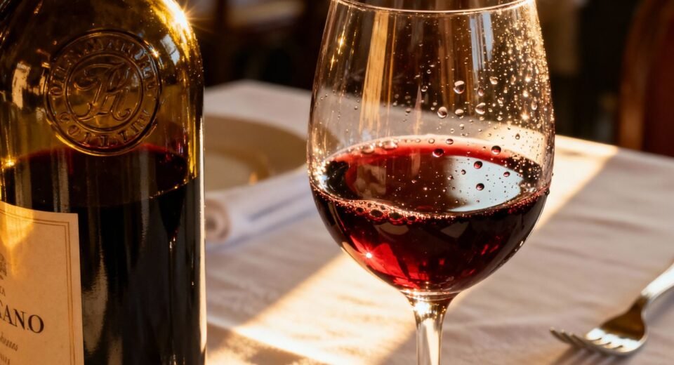 Garrafa e taça de vinho com IVA em destaque.