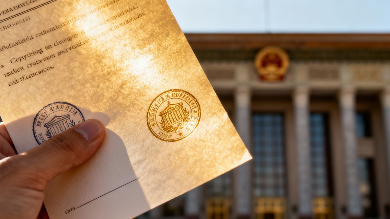 Mão segurando um documento oficial da Segurança Social.