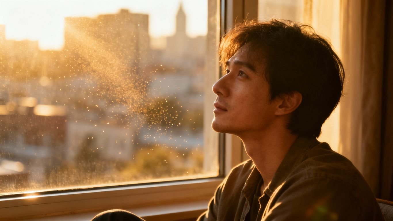 Pessoa pensando no futuro com esperança.