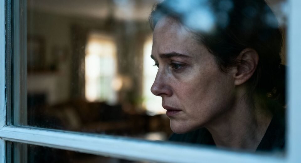 Pessoa refletindo em casa após falecimento.